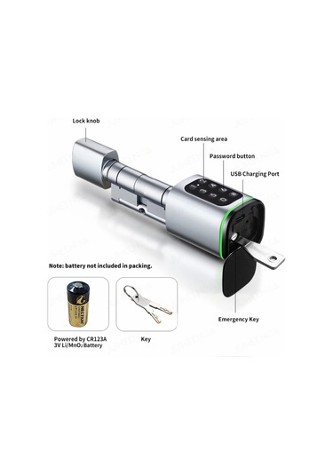 Ttlock S1 Akıllı Kapı Kilidi Elektronik Silindir Şifreli Kartlı Mobil App Bluetooth Smart Lock Gri