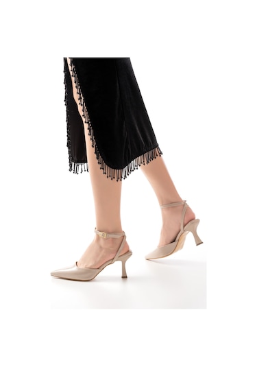 St-004 Ten Rugan Günlük 7 Cm Topuklu Bayan Ayakkabı Bej