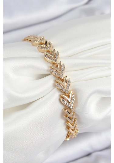 Dodes Dodes Pirinç Zirkon Taşlı Sıralı Ok Model Gold Renk Kadın Bileklik Tg27bb7525 Çok Renkli