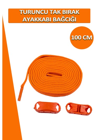Elastik Turuncu Akıllı Bağcık Tak Bırak Ayakkabı Bağcığı 100cm