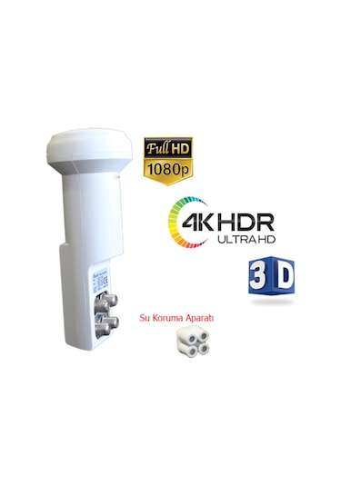 Atlanta Platinum Quad Dörtlü 4 Çıkışlı Full HD/4K LNB + Su Koruma Aparatı