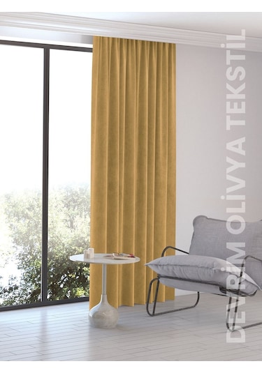 Devrim Olivya Tekstil Lüks 1. Sınıf Deve Tüyü Ada Fon Perde - En X Yükseklik Ölçülerinde Düz Dikim, Şık Ve Modern Tasarım Devetüyü Deve Tüyü