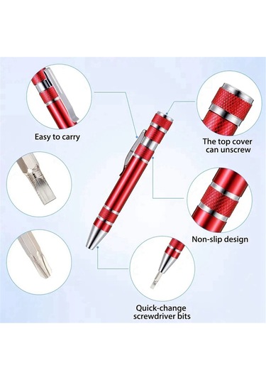 Leasetake Adet Kalem Tornavida Seti Alüminyum Alaşımlı Kalem Tipi El Vidalı Tornavida Gümüş