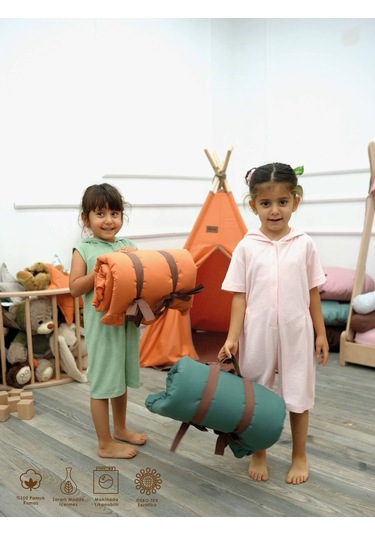 Mordesign Bebek/çocuk Oyun Halısı, Yenidoğan Emekleme Pedi, Aktivite Matı, Çok Amaçlı Minder, Kampçı Serisi 110 X 110 Yeşil