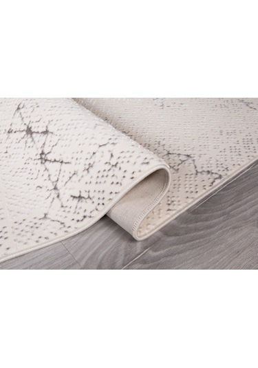 My Evilla Modern Dekoratif Star Seri Krem Gri Dokuma Halı