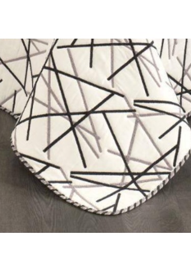 Zen Kabartma Panç Nakış Yatak Örtüsü Çift Kişilik Gri Beyaz - Gri