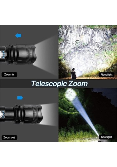 Artfulabode Yürüyüş, Xhp50.2 Taktik Su Siyah Şarj Mod, Lümen, Yüksek Performanslı Geçirmez Led Kamp Feneri, Ipx7, 90000 Siyah