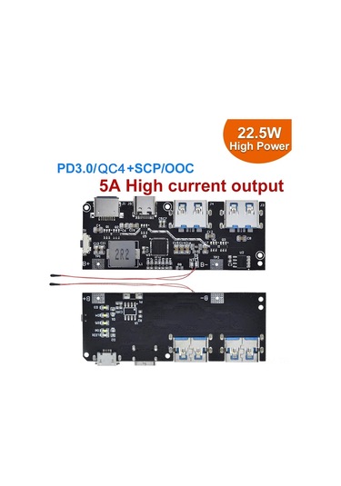 Suofeng 22.5w 5 Portlu Hızlı Şarj Powerbank Devre Kartı, Dıy Taşınabilir Şarj Modülü Gümüş