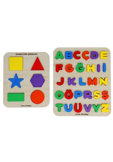 Türkçe Alfabe Ve Geometrik Şekiller - Eğitici Ahşap Bultak Puzzle 1 Adet