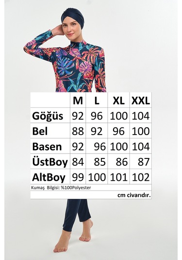 Likralı Tam Kapalı Tesettür Mayo Desenli 3108 Koyu Lacivert Koyulaci02 Koyu Lacivert