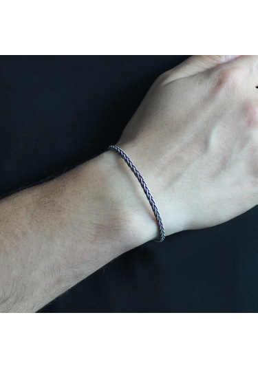 Nipora El Işçiliği Foxtail Tasarım 1000 Ayar Gümüş Kazaz Erkek Bileklik