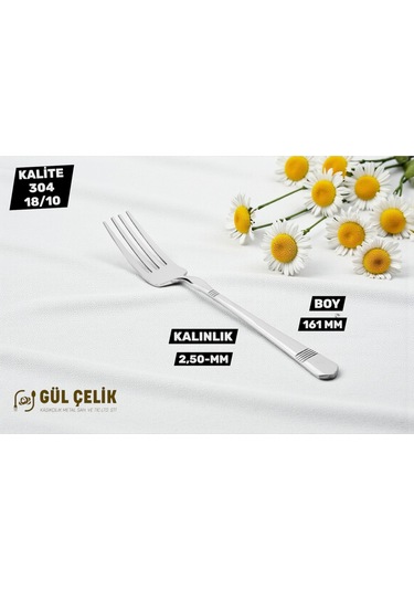 12 Kişilik Tatlı Çatalı Alvina Model 304 Kalite 18/10 Paslanmaz Çelik 304 Paslanmaz Çelik