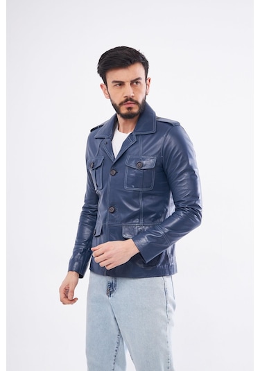 Derinss Der265 Hakiki Deri Erkek Mavi Mont 001