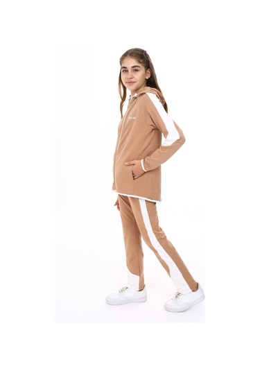 Toontoy Kız Çocuk Reglan Kol Tnty Coll Baskılı Eşofman Takım Kahverengi