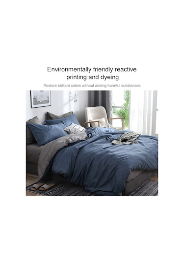 Sones Yatak Takımı Düz Ekose Yan Yatak Yorganı Yorgan Kılıfı Çarşaf Takımı, Boyut: 135 200cm 1xyastık Kılıfı, 1xyorgan Mavi