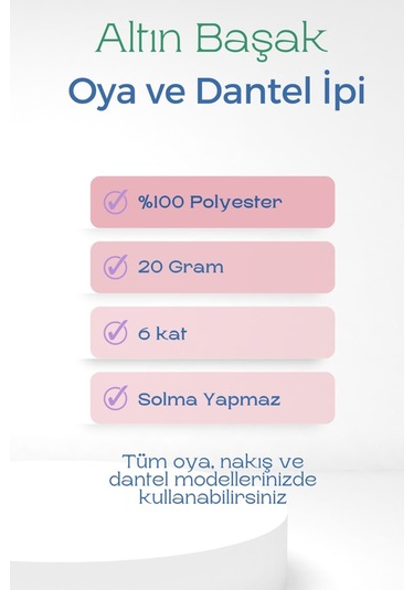3 Adet Altınbaşak Oya Ve Dantel İpi 20 Gr - - No: 046