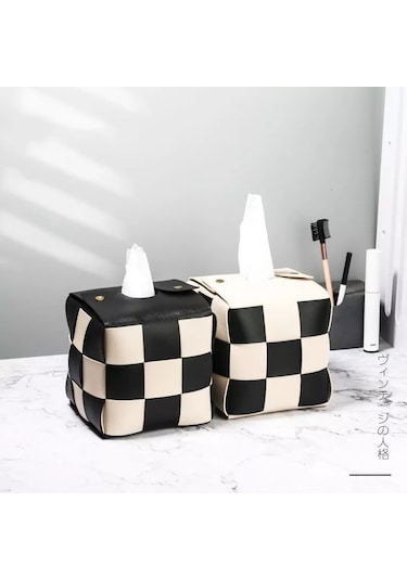 Stil D-masaüstü Doku Kutusu Havlu Pompalama Deri Yaratıcı Rulo Kağıt Kare Kağıt Havlu Çantası Küçük Dama Tahtası Kağıt Havlu Çantası