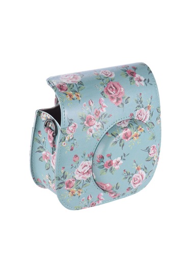 Vkemall Fujifilm Instax Mini 8/8+/8s/9 Kamera İçin Yeşil Çiçek Desenli Pu Taşıma Çantası - Pratik Ve Şık Koruma