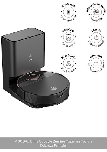 Karaca Vantuz Off-Road Premium 3in1 Otomatik Toz Hazneli Konuşan Robot Süpürge