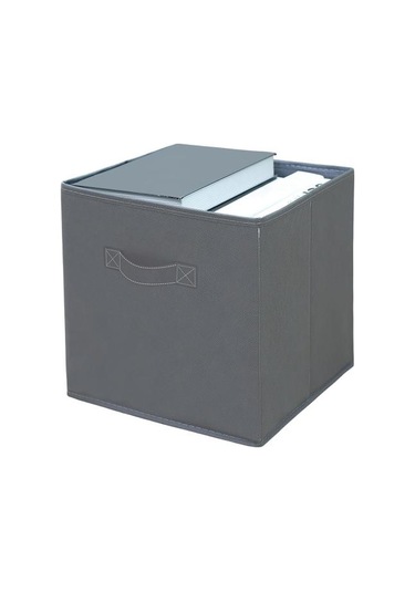 Saplı Kumaş Saklama Küpü Büyük Kapasite Kolay Erişim Katlanabilir Ağır Hizmet Oyuncakları Gri