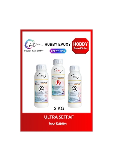3 Kg Hobi Epoxy/ Şeffaf Epoksi Reçine Ince Döküm Power Time Epoxy