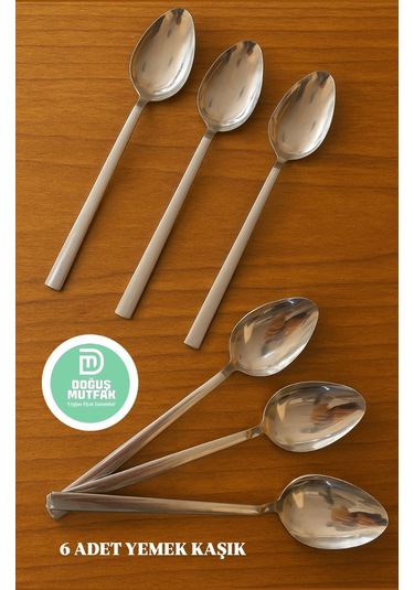 Yemek Kaşık 6 Lı 2 Ml Paslanmaz Çelik Çubuk Model Gri
