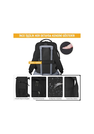 Haegs Laptop Sırt Çantası, Seyahat Çantası Hafif El Çantası Küçük Bavul Valiz, Uçak Onaylı Bagaj Çantası, Erkek Ve Bayan İçin, 15.6 İnç Notebook Dizüstü Bilgisayar Laptop Macbook Çantası, Siyah