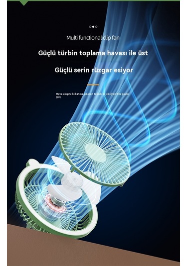 Aurora Usb Masa Lambası Elektrikli Fan Duvar Asılı Fan Yeşil