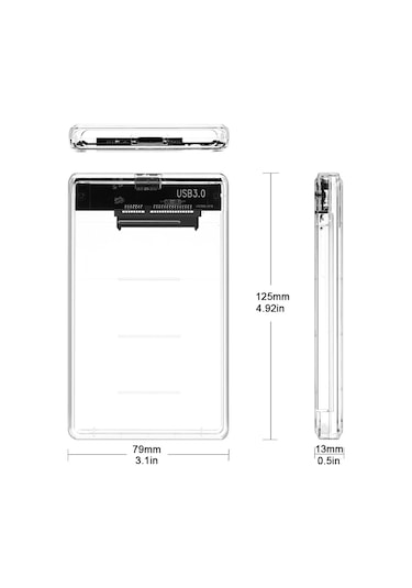 4266 2.5 USB 3.0 SSD Harddisk Şeffaf Taşınabilir HDD Kutusu