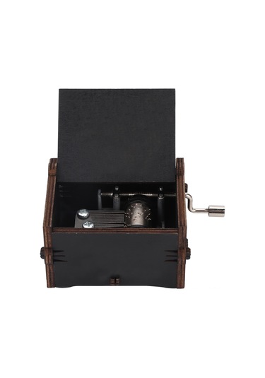 Springsun Ahşap Mekanik Müzik Kutusu - Manuel Çarklı, Pil Gerektirmeyen, Siyah Dekoratif Hediyelik Alet