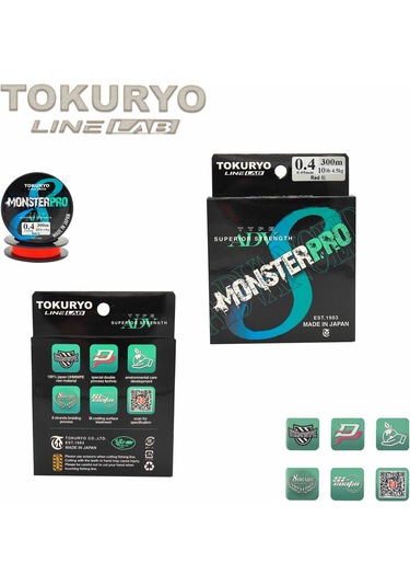 TOKURYO LINE LAB MONSTERPRO X8 0.4pe 0.05mm 10Ib 4.5kg Red 300mt