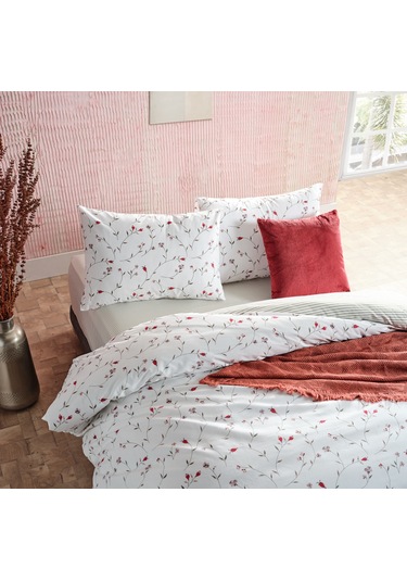 Ranforce Elegan Tek King Size Nevresim Takımı - Beyaz