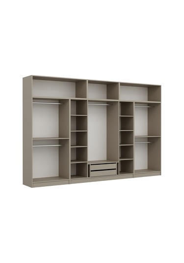 Kale 8 Mebran Panjur Kapaklı 2 Çekmeceli Dolap Ve Yüklük Kumtaşı 235cm Bej