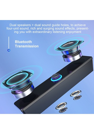 Youtek Ev Sinema Tv Ses Çubuğu Hoparlörü 350t - Bluetooth V5.0, 360 Surround Ses, Usb Geliştirilmiş, Siyah, 80hz-18khz Frekans Aralığı