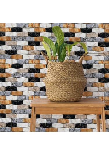 Wezone 3d Multicolor Tuğla Desenli Pvc Otostik Duvar Kağıdı - Mutfak Dolap Masa Yenileme, Yağ Dayanıklı, 10 Adet 30x30cm Diğer