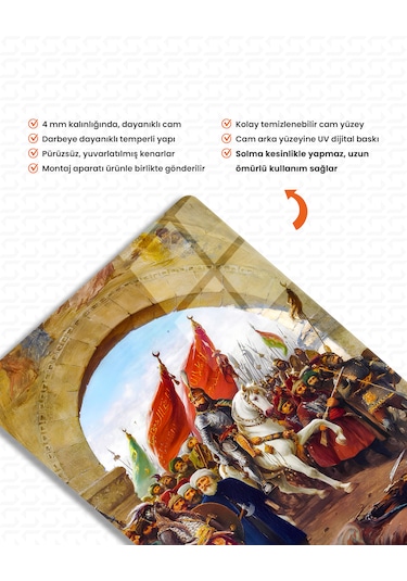 Fatih Sultan Mehmet İstanbul Un Fethi Cam Tablo