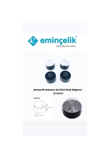 Eminçelik Ankastre Set Üstü Siyah Ocak Düğmesi