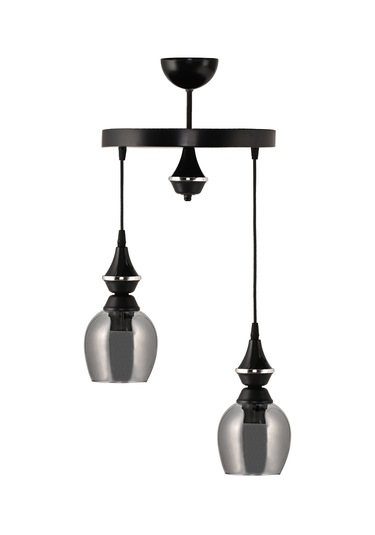 Dd İkili Pera Sarkıt Avize Füme Camlı Siyah2