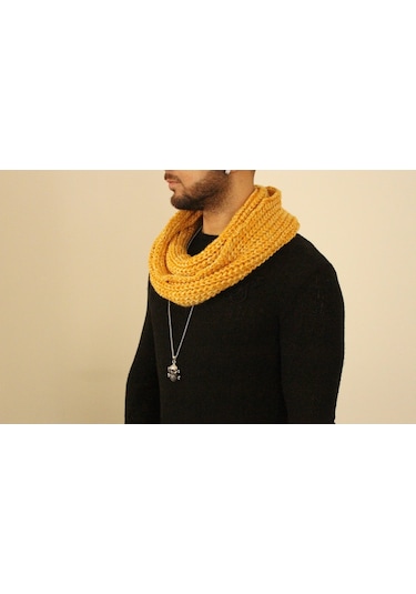 Boldy Örme Boyunluk Triko Atkı Hardal Unisex (528290235)