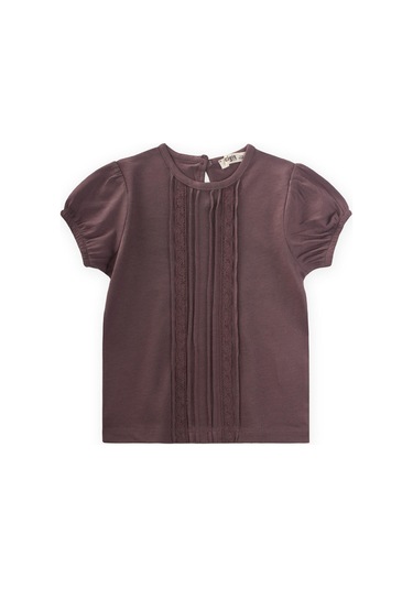 Cigit Dantel Şeritli Bluz 1-5 Yaş Mürdüm Mürdüm