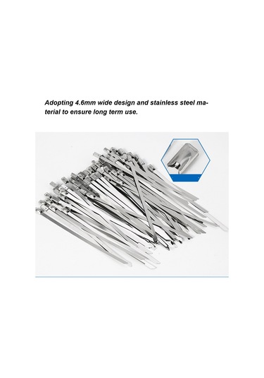 Padalink 200 Adet 4.6mm Genişlikli Paslanmaz Çelik Kendi Kilitleyen Kabloluk, Güçlü Sabitleme İçin Ev Ofis Garaj Elektrik Kabloları Yönetimi Seti