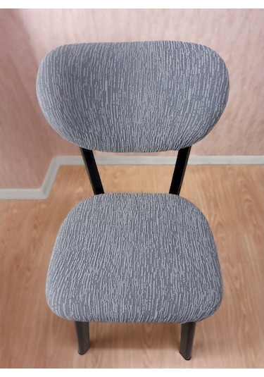 StarMall Bohem Jakarlı Sandalye Kılıfı Çubuk Desen 1 Adet Gri