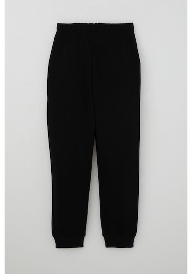 Breeze Erkek Çocuk Eşofman Alt Nakışlı Bağcık Akesuarlı 4-8 Yaş, Siyah Siyah