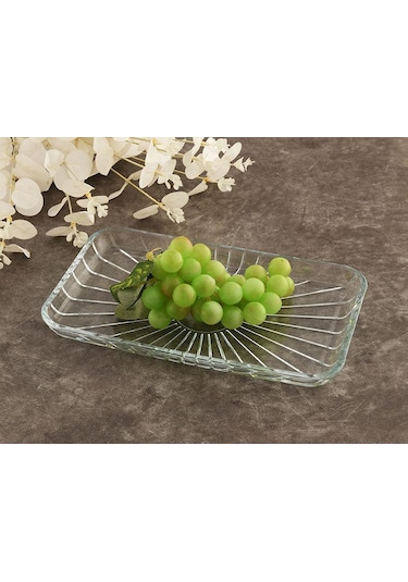 27 Cm Elegant Dikdörtgen Cam Servis Sunum Tabak 54883