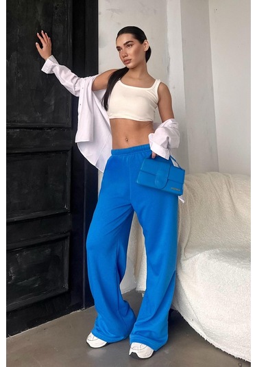 Madmext Saks Bol Paça Kadın Eşofman Altı Mg2279 Saks