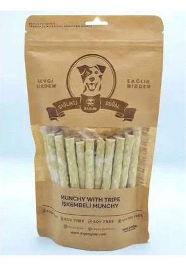 Rakun İşkembeli İnçe Çubuk Köpek Ödül Maması 12 Cm 40' Lı Paket