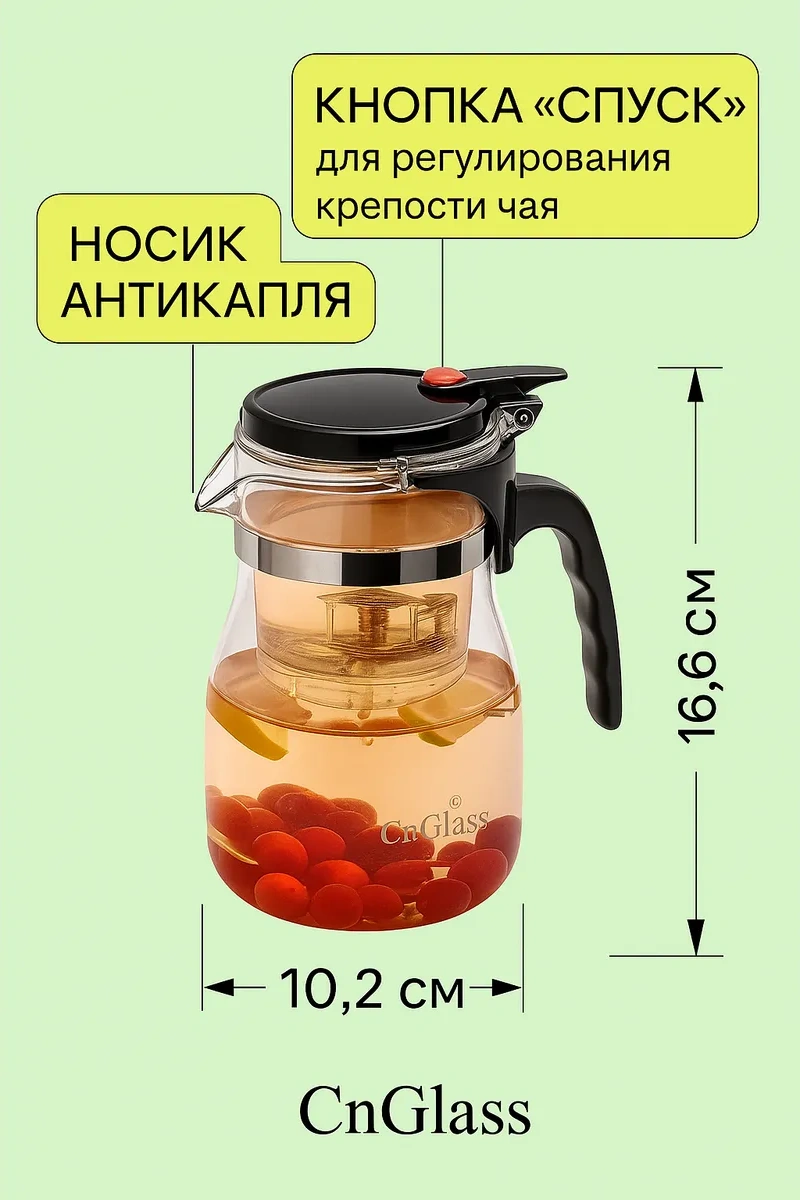 Cnglass 750 Ml Demleme Tabaklı Tianjin Siyah Demlik 7285402 Beyaz