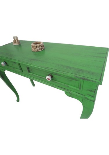120 Cm Çekmeceli Yeşil Eskitme Dresuar & Makyaj Masası Yeşil