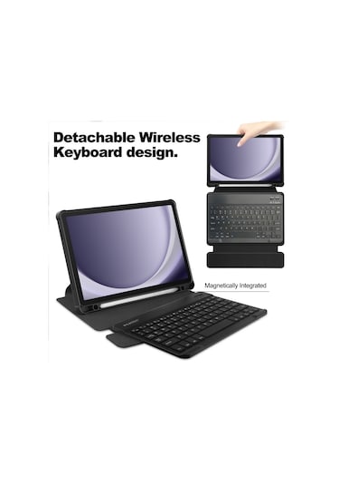 Samsung Galaxy Uyumlu Sekmesi İçin A9+ 360 Rotasyon Klavye İle Şeffaf Akıllı Deri Kılıf