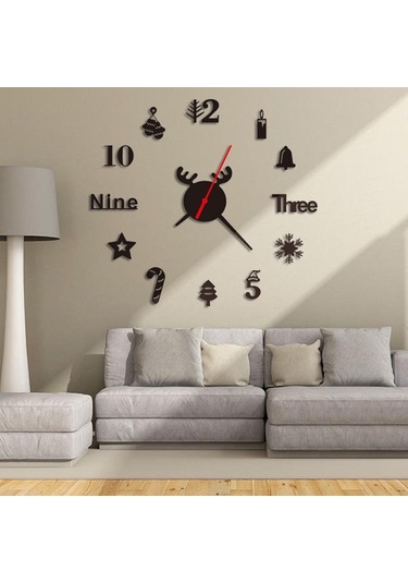 Sones Akrilik 3d Duvar Saati Kendin Yap Oturma Odası Yatak Odası Duvar Arka Plan Dekorasyonu Siyah Diğer